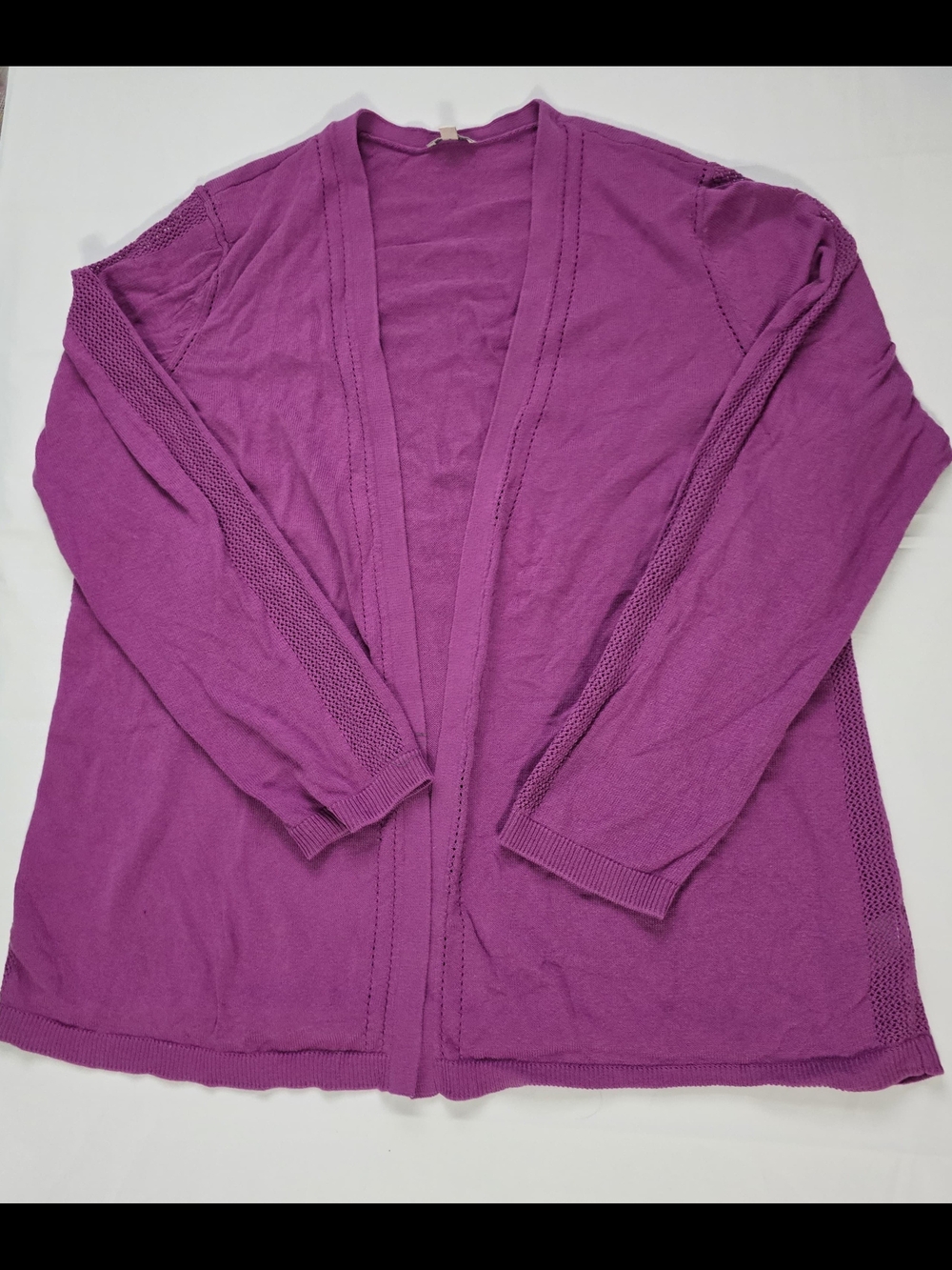 Talbots Women's XL Regular Solid Purple Knit Open Front Long Sleeve Cardigan - Picture 4 of 14